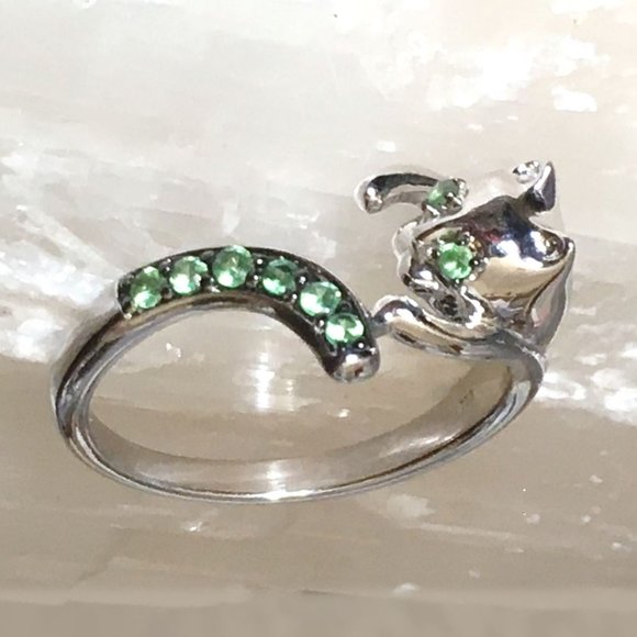 Genuine Tsavorite 925 Wraparound Cat Ring Sterling Silver Green Garnet Sz 6 or 9 - Picture 13 of 14
